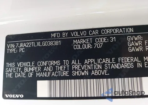 2020 Volvo S60 T6 Inscription z USA, uszkodzony, nr VIN 7JRA22TLXLG038381